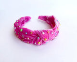 Party Barbie Pink Silk Velvet Knot Headband