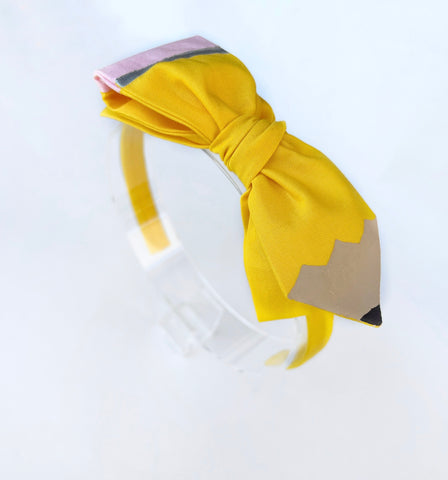 Yellow Pencil Headband Bow