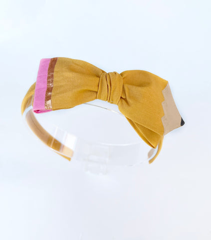 Mustard Pencil Headband Bow
