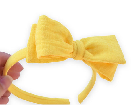 Sunny Yellow Double Gauze Headband Bow