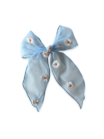 Daisy Tulle Dusty Blue Willow Bow | Midi and Oversized