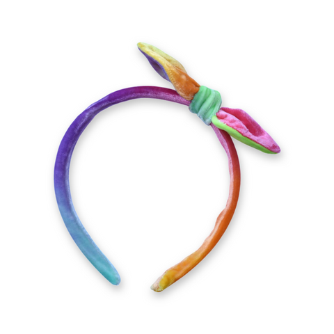 Rainbow Silk Velvet Knot Headband
