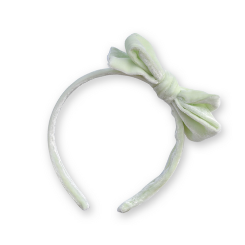 Tea Green Silk Velvet Headband Bow