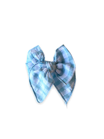 Blue Gingham Willow Bow | Mini Size