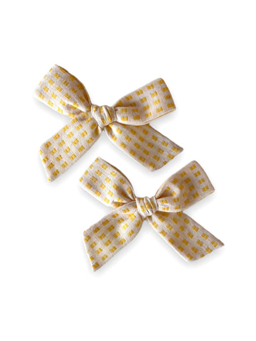 Woven Yellow Check Schoolgirl Pigtail Set