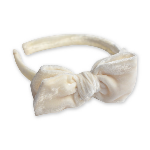 Coconut  Silk Velvet Headband Bow
