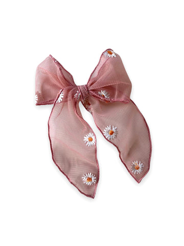 Daisy Tulle Dusty Pink Willow Bow | Midi and Oversized