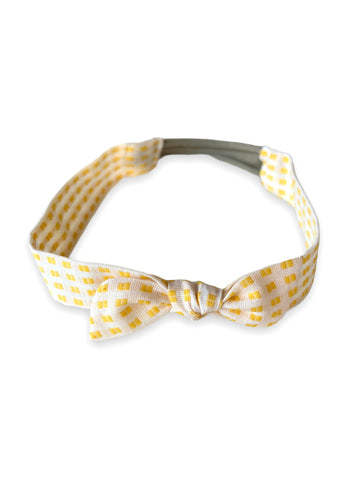 Woven Yellow Check Soft Knot Headband