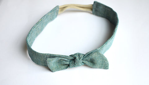 Emerald Gold Metallic Linen Knot Headband