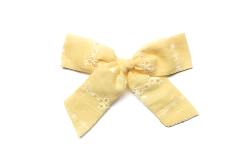 Yellow Eyelet Schoolgirl Bow | Clip or Nylon