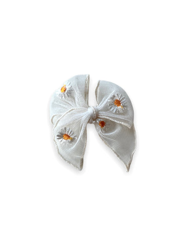 Daisy Tulle Ivory Willow Bow | Mini Size