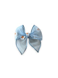 Daisy Tulle Dusty Blue Willow Bow | Mini Size