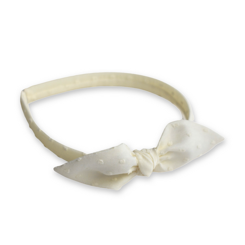 Ivory Swiss Dot Hard Headband Knot