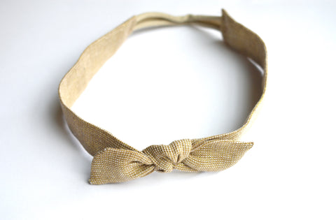 Gold Metallic Linen Knot Headband
