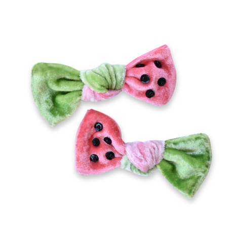 Watermelon Velvet Mini Knot Pigtails
