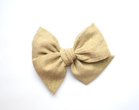 Metallic Gold Linen Pinwheel or Schoolgirl | Clip or Nylon